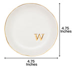 COLLECTIVE HOME - Ceramic Jewelry Tray, Decorative Trinket Dish for Rings Earrings Necklaces Bracelet Watch Keys, Birthday Mother's Day for Women, 4.75", White Surface (W)
