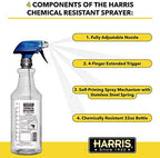 HARRIS Chemically Resistant Professional Empty Spray Bottles, 32oz (3-Pack), for Cleaning Solutions and Water