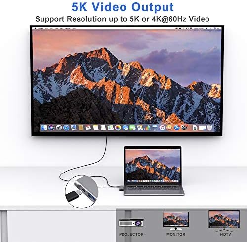USB C Adapter for MacBook Pro/Air M1 M2 M3 2021 2020 2019 13" 15" 16", 6 in 1 USB-C Hub MacBook Pro Accessories with 3 USB 3.0 Ports,USB C to SD/TF Card Reader and 100W Thunderbolt 3 PD Port