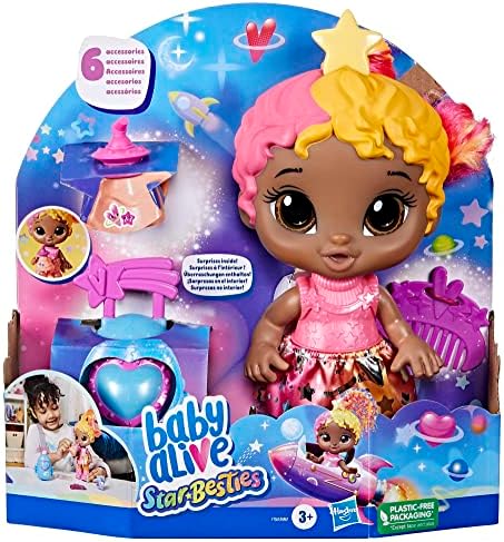 Baby Alive Star Besties Doll, Bright Bella, 8-inch Space-Themed Doll for 3 Year Old Girls and Boys and Up, Accessories