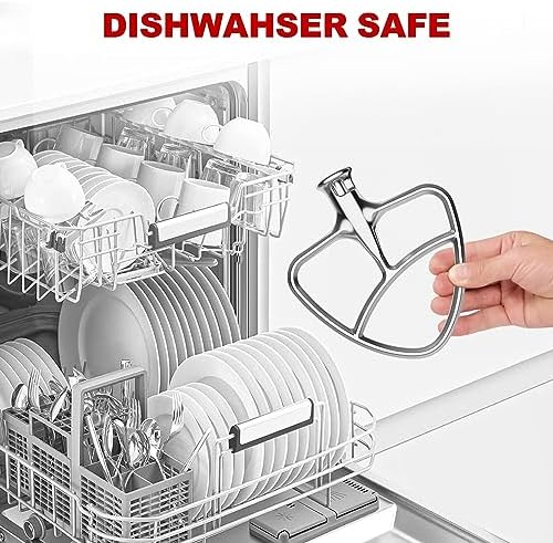 Stainless Steel Flat Beater for KitchenAid Mixer, Paddle Attachment for Tilt-Head Stand Mixer Fits 4.5-5 QT Mixing Bowl, Beater Replacement, Dishwasher Safe by GVODE