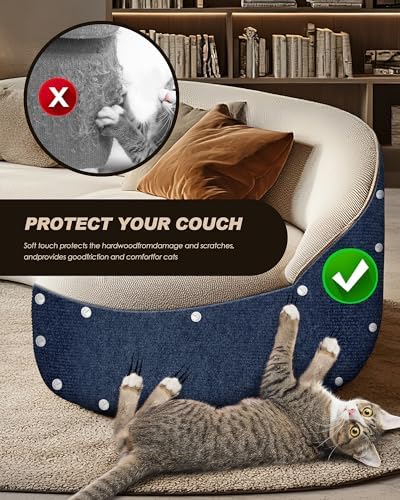 78.7"x15.8" Cat Scratch Mat,Trimmable Self-Adhesive Carpet,DIY Climb Cat Scratcher for Cat Couch Furniture or Wall Protector,Covering Cat Tower,and Replacement Pads (Dark Blue)