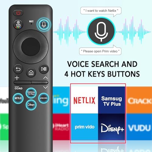 BN59-01432A Solar Voice Remote Replacement for Samsung TV Remote with Bluetooth Rechargeable Solar Cell, Compatible with Samsung Neo QLED Smart 8K HDR Ultra HD TVs, VG-TM2360E New 2023 Model, Black