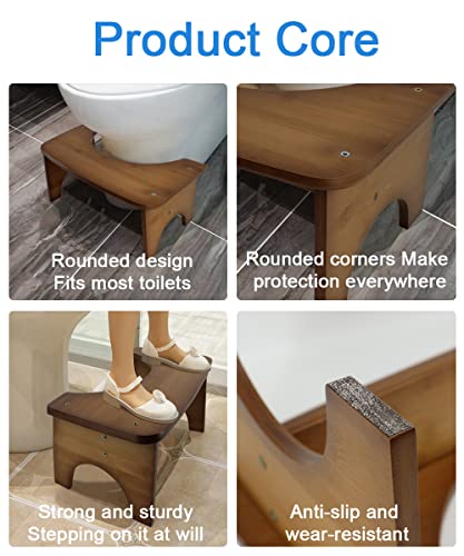 Bamboo Toilet Stool for Adults, 6.5" Toilet Poop Stool, Bathroom Toilet Stool with Non-Slip Mat for Adults Children Healthy Portable Adult Toilet Poop Stool (Brown). Thanksgiving Decor