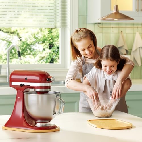 Food-Grade Bamboo Mixer Slider for KitchenAid 4.5-5 Qt Tilt Head Stand Mixer, Appliance Sliding Mat for Kitchenaid Artisan, Kitchen Countertop Storage Accessories Mixer Moving Tray Attachments