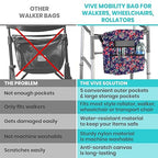 Vive Rollator Bag - Universal Travel Tote for Carrying Accessories on Wheelchair, Rolling Walkers, Transport Chairs, Mobility Scooters - Lightweight Handicap Medical Mobility Aid - for Women, Seniors