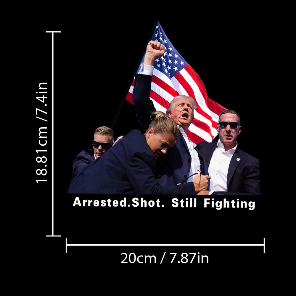 2pcs Trump Fight Decals, Trump Peeking 2024 American Flag Vinyl Stickers Trump Arrested Shot Still Fighting Bumper Sticker for Car Truck Windows Laptop,Great Gift for Any Patriot (Trump Fight)