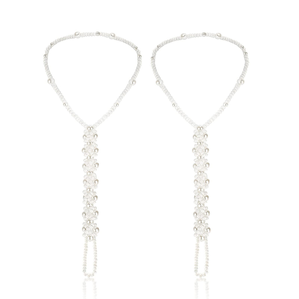 Pearl Barefoot Foot Jewelry Anklet for Sandals& Beach Wedding(1 Pair)