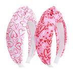 Knotted Headband, 2pcs Top Knot Headbands for Women, Hair Band for Girls, Valentines Day Heart Headband, Pink, Hair Accessories, Wide Headbands, One Size Fits Most