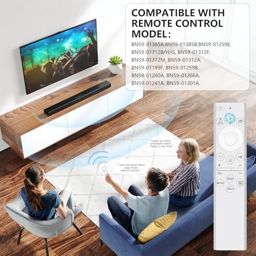 BN59-01391A Solar Voice Remote Replacement for Samsung Frame TV Remote with Bluetooth Rechargeable Solar Cell, Compatible with Samsung 2021-2023 Neo LED Smart 4K Ultra HD TV, White