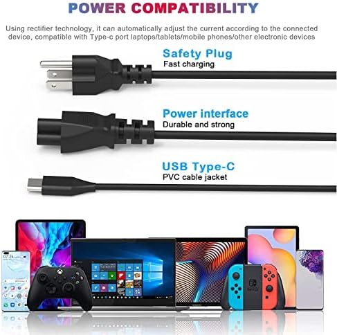 45W USB-C Chromebook Charger for Lenovo Chromebook Charger:for Lenovo 500e 300e 100e 2nd Gen C330 C340 S330 S340 Flex 3 Chromebook Charger,Replacement Type C Laptop Charger Adapter Power Supply Cord.