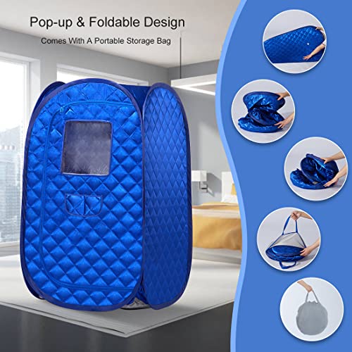 Portable Sauna Tent, Foldable One Person Full Body Spa for Detox Therapy Without Steamer- Blue