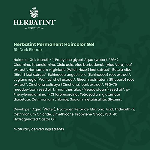 Herbatint Permanent Haircolor Gel, 6N Dark Blonde, Alcohol Free, Vegan, 100% Grey Coverage - 4.56 oz (3 Pack)