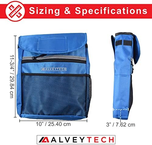 AlveyTech Saddle Bag for Mobility Scooter, Wheelchair, & Electric Power Chair (Large, Blue) - Accessories Holder Armrest Side Pouch Storage Organizer Bags for Adults, Water-Resistant, Easy Install