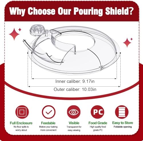 Pouring Shield for KitchenAid 6-7 Qt Bowl Lift Mixer,Fit for Stainless Steel Bowls (Only),Food Grade Pouring Shield Mixers Bowl Cover Splash Guard for Kitchen aid Accessories and Attachments,Upgraded