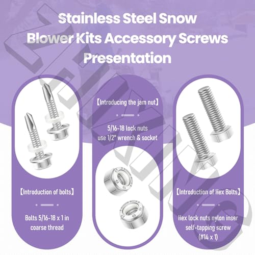 100% 304 Stainless Snow Blower Impeller Modification Kit, 3/8inch 4-Blade Universal - Modifies 2-Stage Machine Including Installation Hardware, Repeated and Use Durable in Various Conditions