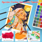 50 Colors Washable Watercolor Paint Set with 6 Brushes, Portable Travel Water Color Kit with Carrying Case, Palette and Accessories, Non-Toxic Art Supplies Gift for Artists Adult Teen Kids Girls Boys