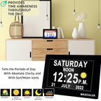MAXCULUX 【Upgraded】 Digtal Clock with Day and Date for Seniors, Auto DST, 19 Alarms & Auto Dimmable, Non-Abbreviated Extra Large Clock for Elderly Dementia Alzheimers