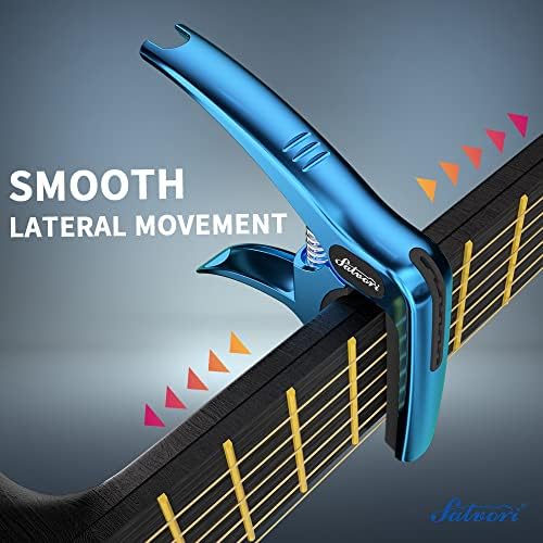 Exclusive Gradient 'Blue-Plated' Heavy-Duty Guitar Capo for Acoustic/Electric Guitar with 4 Picks, Guitar Clip/Guitar Clamp/Guitar Accessories for Classical Guitar, Ukulele, Mandolin and Banjo
