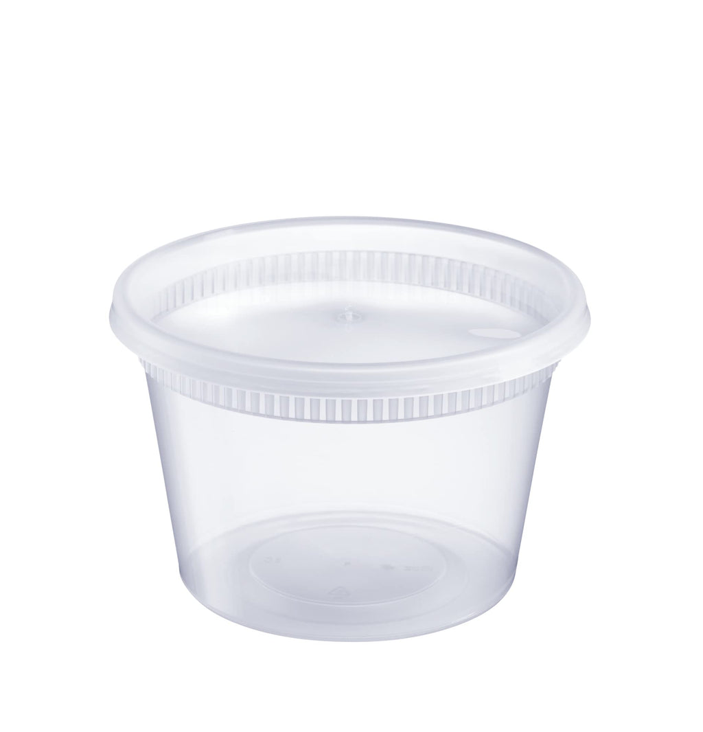 GUSTO [48 Sets 16 oz. Plastic Deli Disposable Food Storage Containers With Airtight Lids (Formerly Comfy Package)
