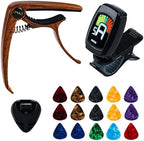 Guitar Accessories Kit 18PCS with Guitar Capo,Guitar Tuner,Guitar Picks,Clip-On Tuner for Guitar, Bass,ukulele & Violin