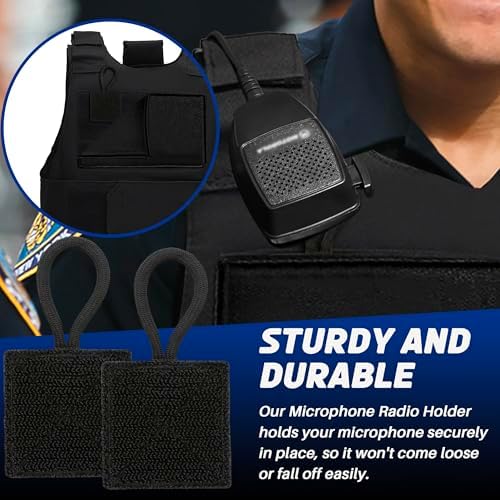 2 Pack Mic Clips for Law Enforcement, Black Radio Mic Holders, Mic Clips for Law Enforcement Vest, Essential Law Enforcement Accessories