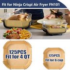 Air Fryer Liners for Ninja Crispi Air Fryer, Set of 250PCS Air Fryer Parchment Paper Liners for Ninja FN101 4QT&6 Cup Glass Containers, Ninja Crispy Cooking System Accessories