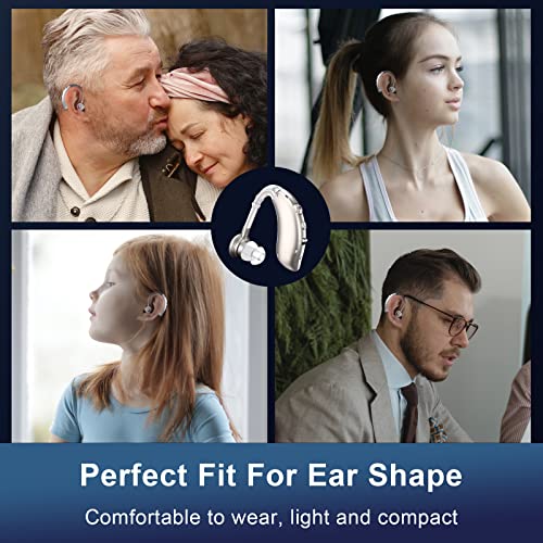 F&Kcoptee Hearing Aids for Seniors Rechargeable with Noise Canceling - Hearing Amplifiers for Adults with Severe Hearing Loss - 2 Ear Amplifier Over The Counter Hearing Aid with Volume Control - Silver