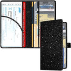 RSAquar unisex Car Registration and Insurance Holder, Vehicle Glove Box Organizer Cool Car Accessories, Car Document Holder for Cards, Driver License and Essential Document, Black Glitter