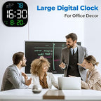 SZELAM Digital Wall Clock, 10.5” LED Digital Alarm Clock Large Display with Remote Control, Date and Temperature, Auto Dimming, Day of Week, for Living Room Office Bedroom Decor Elderly - Mixed
