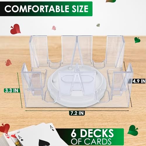 Dual Deck Revolving Card Holder - 360 Degree Poker Playing Cards Holder Canasta Card Holder Casino Accessories Acrylic Playing Card Holder for Playing Card Games - Clear Tray Poker Card Deck Holder