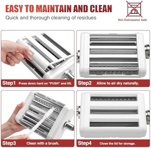 Pasta Maker Attachment 3 in 1 Set for All KitchenAid Stand Mixers Included Pasta Sheet Roller, Spaghetti Cutter, Fettuccine Cutter Maker Accessories and Cleaning Brush