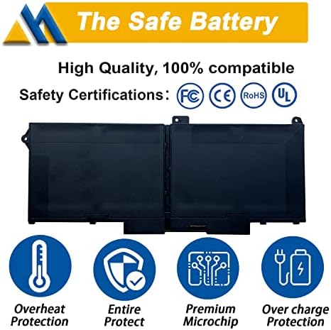 RJ40G 4-Cell 63Wh Laptop Battery Replacement for Dell Latitude 15 5520 Latitude 14 5420 Precision 15 3560 Series M033W 01K2CF 075X16 WY9DX P137G P137G001 P104F P104F001 0WK3F1 0M3KCN 15.2V 3941mAh