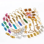 Leeven 129 Pcs Crystal Wire Wrapped Wrapped Adornment Dreadlock Charms Clip Imitation Wood Beads Braid Accessories Hair Jewelry for Butterfly Locs