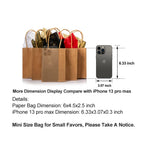 AWELL Mini Size Kraft Paper Bag with Handle Bulk Party Favor Bag 6x4.5x2.5 inch for Birthday Christmas New Year Halloween Graduation Recycled Bag, 50 Counts