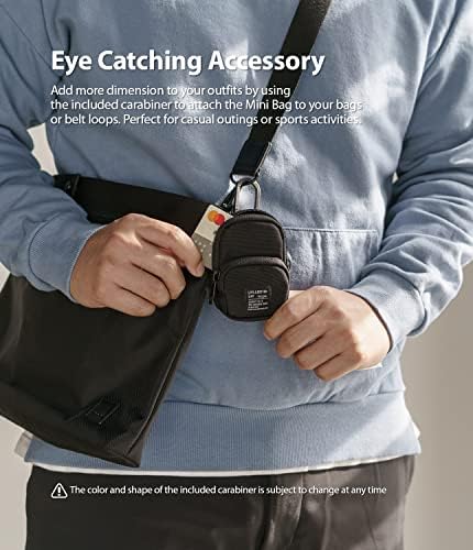 Ringke Mini Pouch Two Pocket, Small Bag for Universal Wireless Ear Buds, Durable Waterproof Keychain Accessories Compatible with AirPods Pro 2nd Generation and AirPods 4 Case - Black