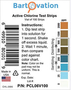 Active Chlorine Bleach Test Strips, 0-2000 ppm [Vial of 100 Plastic Strips] Designed for Daycares and Senior Homes for Sanitizing and Disinfecting