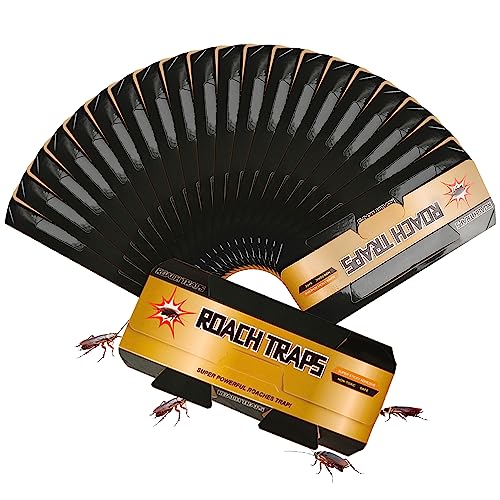 Roach Trap Sticky Glue Traps (20 Pack) for Cockroach and Bugs | Long Lasting and Strong Sticky Cockroach Catcher | Non-Toxic | No Need to Chase a Cockroach with Your Shoe at Hand!