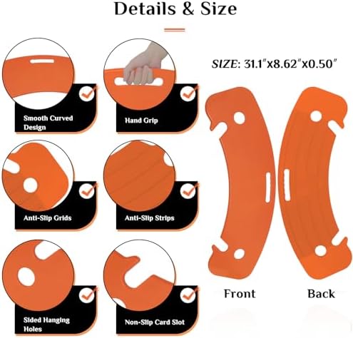 Curved Transfer Board Wheelchair Accessories for Transferring to Wheelchair ，Chair, Bed, Toilet, Car for Patient, Elderly, Disabled, 31.1 * 9.84 * 0.46" 3.64 lbs ABS Transfer Devices (Orange)