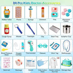 Sundaymot Doctor Kit for Kids, 34 Pcs Pretend Playset for Toddlers, Doctor kit for Toddlers 3-5, with Medical Bag, Stethoscope and Other Accessories, for Boys and Girls Fun Role Playing Game