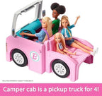 Barbie Camper Playset, 3-in-1 DreamCamper with Pool & 50 Accessories, Transforms into Doll-Sized Truck, Boat & House (Amazon Exclusive)