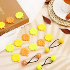 72 Pcs Hair Accessories Set - Self Hinge Barrettes, Bubble Bows, Flowers, Plastic Clips for Baby Toddler Girls (Yellow, Light Yellow, Dark Brown)