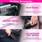 Car Vacuum Detailing Kit, Interior Car Cleaning Kit with High Power Handheld Vacuum and 7Pcs Detailing Brush Set, Well-Designed Women's Pink Car Accessories Bag