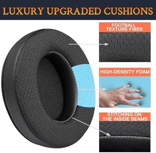 SOULWIT Mesh Fabric Replacement Earpads Cushions for HyperX Cloud 1/2/3/Pro/Core/Alpha/Alpha S/Alpha Pro/Flight/Flight S/Stinger/Stinger S, CloudX Stinger/Stinger Core/Flight Headset - Black