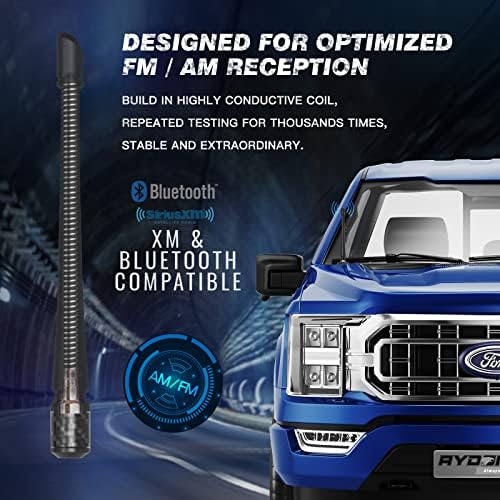 RYDONAIR Short Antenna Compatible with Ford F150 2009-2025 & Ford Bronco 2021-2025, Internal Copper Coil for Enhanced Reception, Car Wash Proof, 7 inches Rubber Antenna Replacement