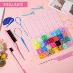 BESARME 28 Colors Rubber Bands for Hair with 7 Hair Styling Tools, 2100 Pcs Colorful Elastic Hair Ties Ponytail Holders Hair Accessories for Girls Baby Toddler Christmas Gifts