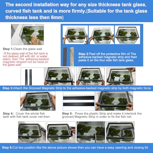 Magnetic Aquarium Cover lid Fish Tank lid Anti-Jumping net Cover mesh Terrarium lid Aquarium Hood (Big Size DIY Cover lid)