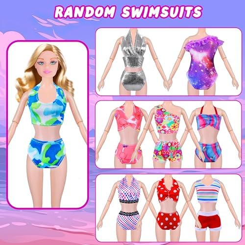 342 Pcs Doll Clothes and Accessories with Doll, Princess Gowns, Fashion Dresses, Top, Pants, Swimsuits, Shoes, Hangers and Other Accessories, Doll Playset Dress up Toy for Girls Toddlers Gift Toys