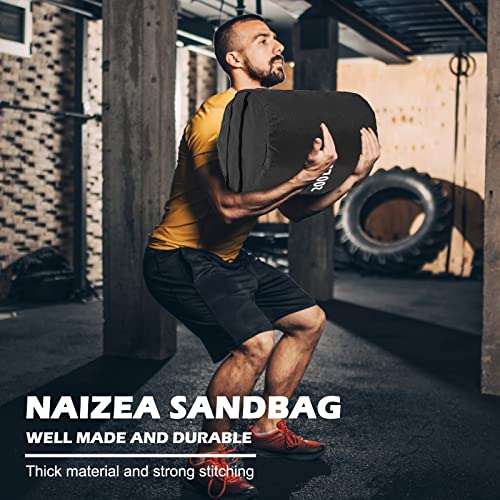 NAIZEA Training Sandbag, Heavy Duty Workout Sandbags Fitness Weights Sandbags for Training, Fitness, Lifting, Cross-Training Workouts, Exercise and Military Conditioning (Black, 200LB)