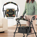 LedBack Dragonfly Floral Rollator Walker Accessories Walker Seat Covers for Ladies Roller Bar Covers Women Walkers for Seniors with Seat Cover for Seniors in Assisted Living